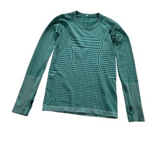 Lululemon Swiftly Tech Long Sleeve Crew Sz 6 Heathered Forage Teal Gym Run Yoga